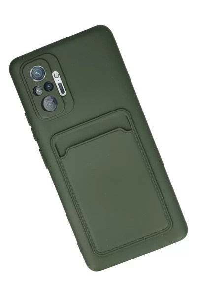 Mey İthalat®   Redmi Note 10 Pro Kılıf Kelvin Kartvizitli Silikon - Koyu Yeşil