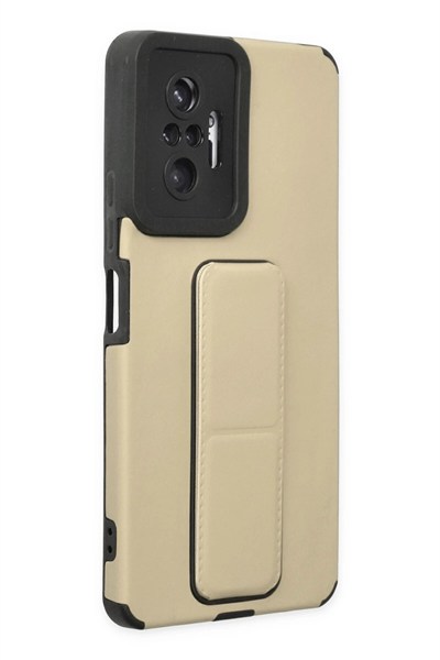 Mey İthalat®   Redmi Note 10 Pro Kılıf Mega Standlı Silikon - Gold