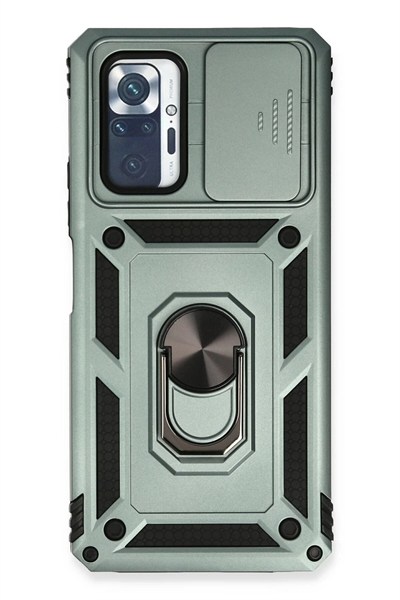 Mey İthalat®   Redmi Note 10 Pro Kılıf Pars Lens Yüzüklü Silikon - Yeşil