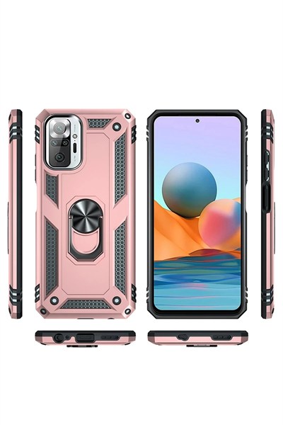 Mey İthalat®   Redmi Note 10 Pro Kılıf Sofya Yüzüklü Silikon Kapak - Rose