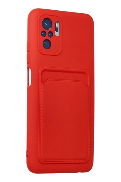 Mey İthalat®   Redmi Note 10S Kılıf Kelvin Kartvizitli Silikon - Kırmızı
