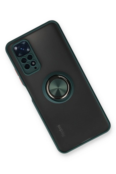 Mey İthalat®   Redmi Note 11 Kılıf Montreal Yüzüklü Silikon Kapak - Yeşil