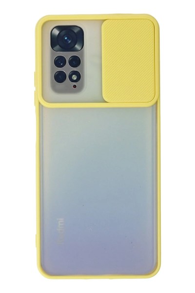 Mey İthalat®   Redmi Note 11 Kılıf Palm Buzlu Kamera Sürgülü Silikon - Sarı