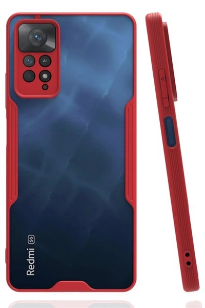 Mey İthalat®   Redmi Note 11 Pro Kılıf Platin Silikon - Kırmızı