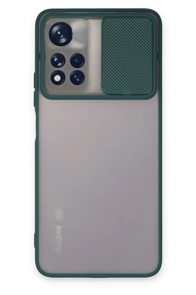 Mey İthalat®   Redmi Note 11 Pro Plus 5G Kılıf Palm Buzlu Kamera Sürgülü Silikon - Yeşil