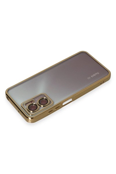 Mey İthalat®   Redmi Note 11E Kılıf  Lensli Silikon - Gold