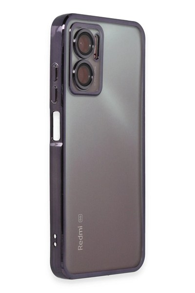 Mey İthalat®   Redmi Note 11E Kılıf  Lensli Silikon - Mor