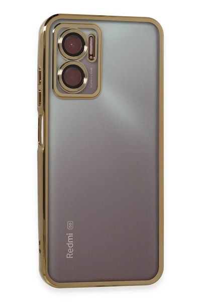 Mey İthalat®   Redmi Note 11E Kılıf  Lensli Silikon - Gold