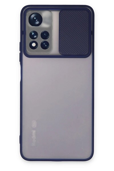 Mey İthalat®   Redmi Note 11T Kılıf Palm Buzlu Kamera Sürgülü Silikon - Lacivert