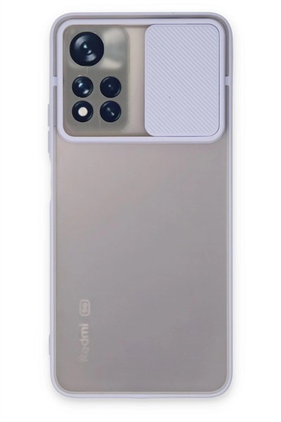 Mey İthalat®   Redmi Note 11T Kılıf Palm Buzlu Kamera Sürgülü Silikon - Lila