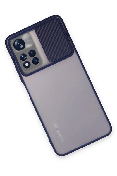 Mey İthalat®   Redmi Note 11T Kılıf Palm Buzlu Kamera Sürgülü Silikon - Lacivert