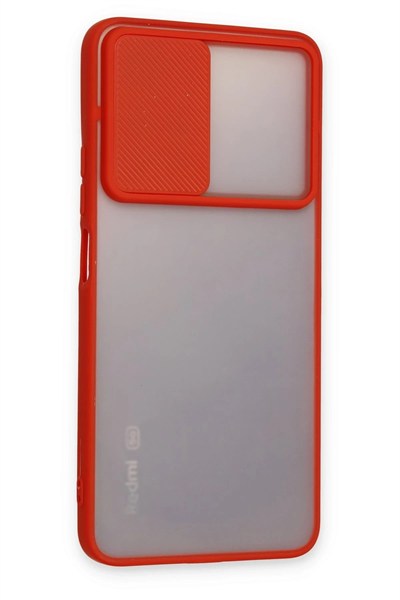 Mey İthalat®   Redmi Note 11T Kılıf Palm Buzlu Kamera Sürgülü Silikon - Kırmızı