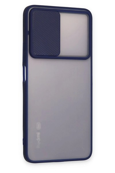 Mey İthalat®   Redmi Note 11T Kılıf Palm Buzlu Kamera Sürgülü Silikon - Lacivert
