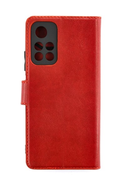 Mey İthalat®   Redmi Note 11T Kılıf Trend S Plus Kapaklı Kılıf - Kırmızı