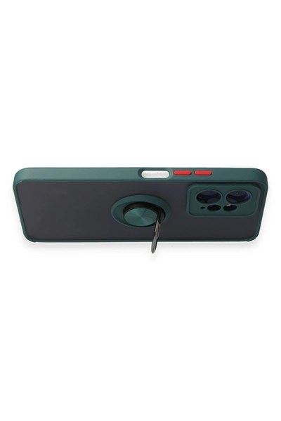 Mey İthalat®   Redmi Note 12 4G Kılıf Montreal Yüzüklü Silikon Kapak - Yeşil