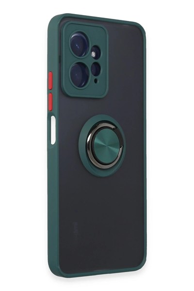 Mey İthalat®   Redmi Note 12 4G Kılıf Montreal Yüzüklü Silikon Kapak - Yeşil