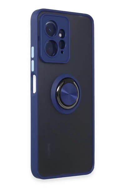 Mey İthalat®   Redmi Note 12 4G Kılıf Montreal Yüzüklü Silikon Kapak - Lacivert