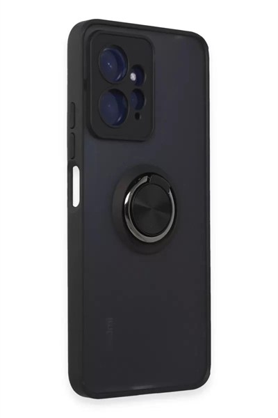 Mey İthalat®   Redmi Note 12 4G Kılıf Montreal Yüzüklü Silikon Kapak - Siyah