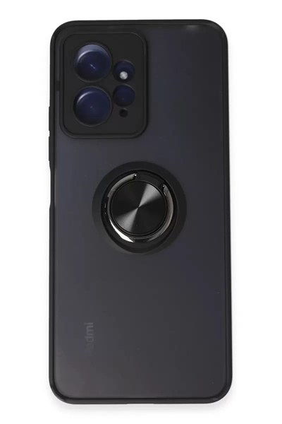 Mey İthalat®   Redmi Note 12 4G Kılıf Montreal Yüzüklü Silikon Kapak - Siyah