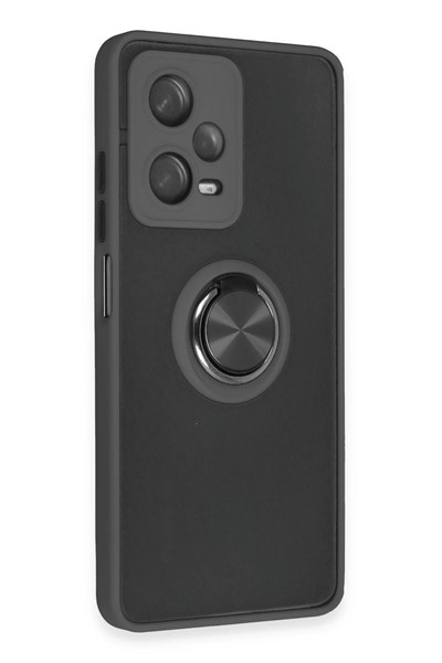 Mey İthalat®   Redmi Note 12 5G Kılıf Montreal Yüzüklü Silikon Kapak - Siyah