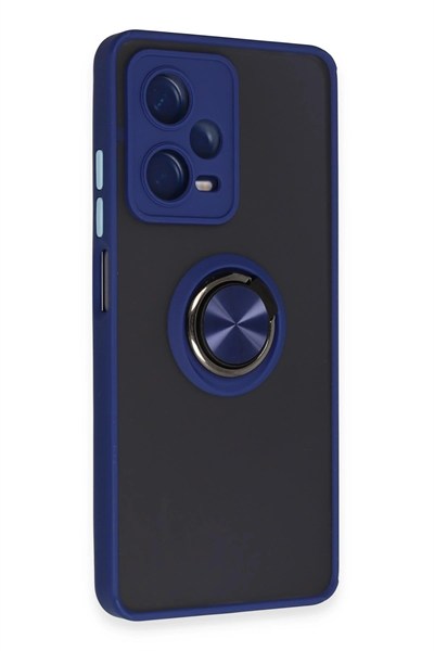 Mey İthalat®   Redmi Note 12 5G Kılıf Montreal Yüzüklü Silikon Kapak - Lacivert