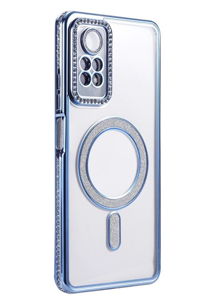 Mey İthalat®   Redmi Note 12 Pro 4G Joke Simli Magneticsafe Kılıf - Mavi