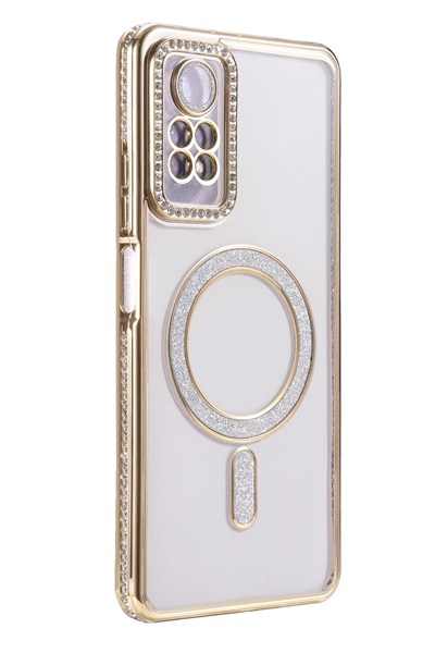 Mey İthalat®   Redmi Note 12 Pro 4G Joke Simli Magneticsafe Kılıf - Gold