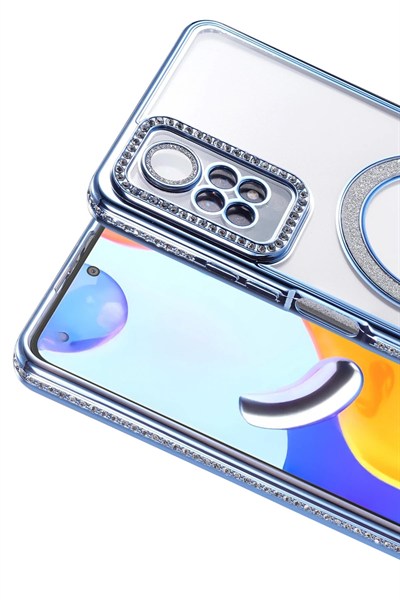 Mey İthalat®   Redmi Note 12 Pro 4G Joke Simli Magneticsafe Kılıf - Mavi
