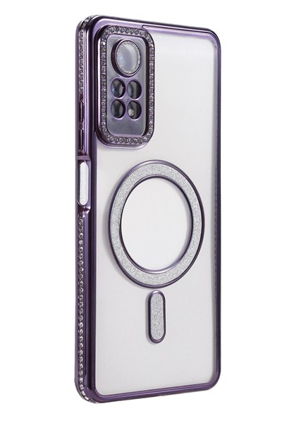 Mey İthalat®   Redmi Note 12 Pro 4G Joke Simli Magneticsafe Kılıf - Derin Mor