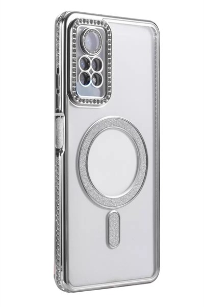 Mey İthalat®   Redmi Note 12 Pro 4G Joke Simli Magneticsafe Kılıf - Gümüş