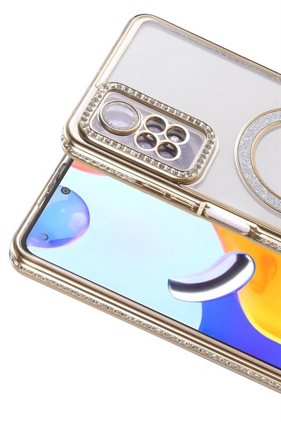 Mey İthalat®   Redmi Note 12 Pro 4G Joke Simli Magneticsafe Kılıf - Gold