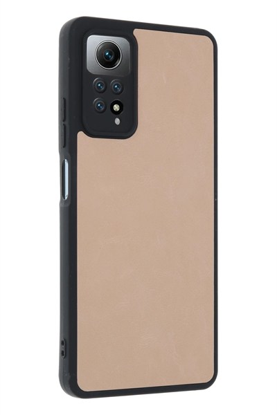 Mey İthalat®   Redmi Note 12 Pro 4G Kılıf Aras Deri Kapak - Pudra