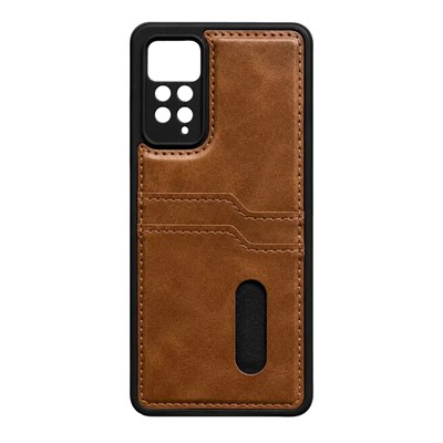 Mey İthalat®   Redmi Note 12 Pro 4G Kılıf Sara Kartvizitli Deri Kılıf - Taba