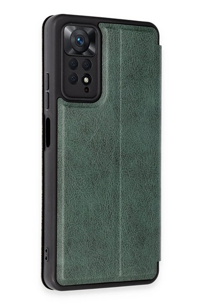 Mey İthalat®   Redmi Note 12 Pro 4G Kılıf Flip Cover - Koyu Yeşil