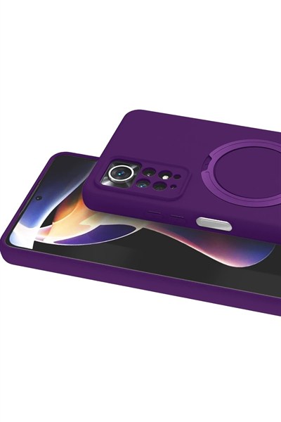 Mey İthalat®   Redmi Note 12 Pro 4G Regal Magsafe Standlı Kapak - Derin Mor