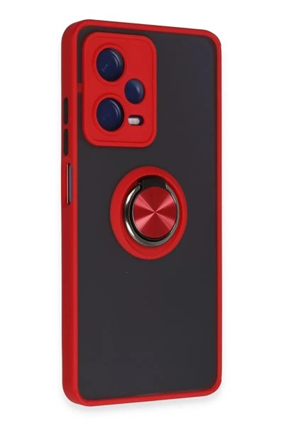 Mey İthalat®   Redmi Note 12 Pro 5G Kılıf Montreal Yüzüklü Silikon Kapak - Kırmızı