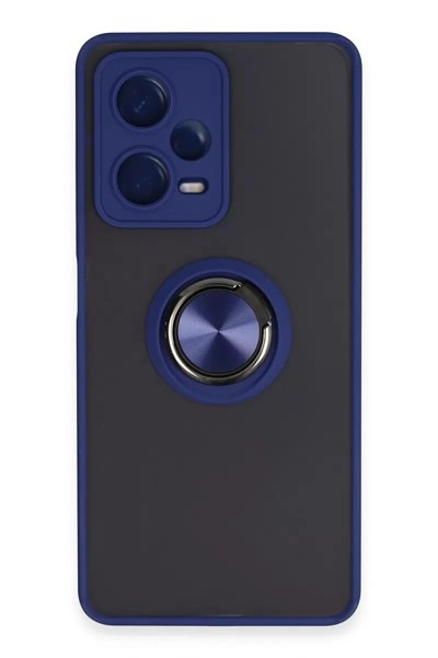Mey İthalat®   Redmi Note 12 Pro 5G Kılıf Montreal Yüzüklü Silikon Kapak - Lacivert