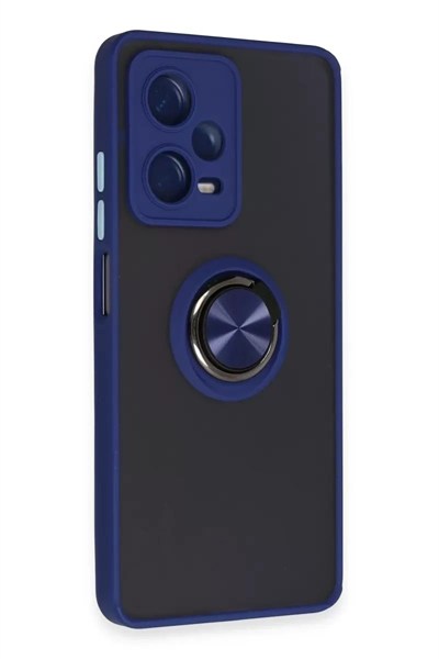 Mey İthalat®   Redmi Note 12 Pro 5G Kılıf Montreal Yüzüklü Silikon Kapak - Lacivert
