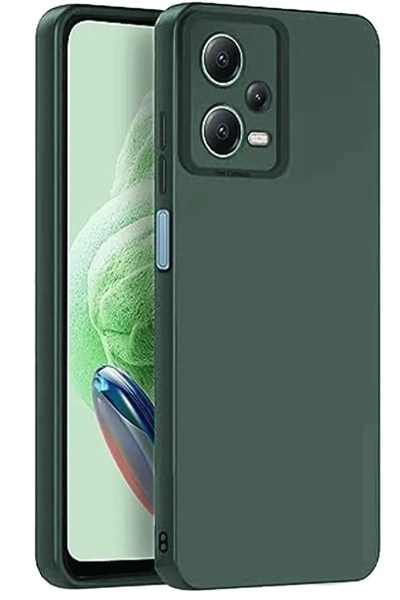 Mey İthalat®   Redmi Note 12 Pro 5G Kılıf Nano içi Kadife Silikon - Koyu Yeşil