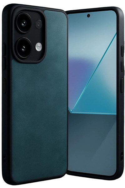 Mey İthalat®   Redmi Note 13 4G Kılıf Aras Deri Kapak - Koyu Yeşil
