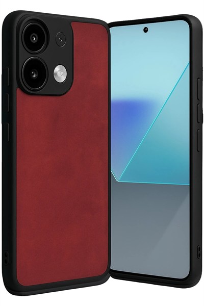 Mey İthalat®   Redmi Note 13 4G Kılıf Aras Deri Kapak - Kırmızı