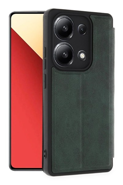 Mey İthalat®   Redmi Note 13 4G Kılıf Flip Cover - Koyu Yeşil