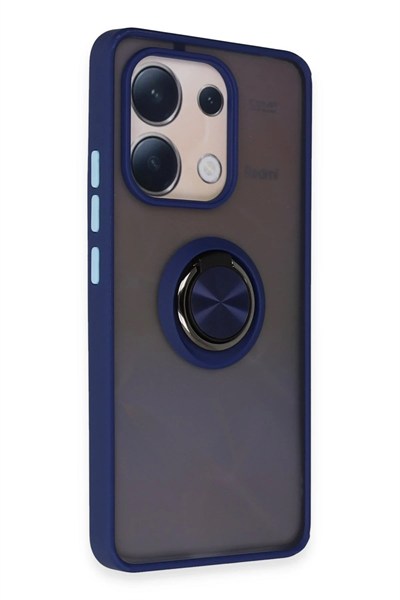 Mey İthalat®   Redmi Note 13 4G Kılıf Montreal Yüzüklü Silikon Kapak - Lacivert