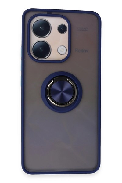 Mey İthalat®   Redmi Note 13 4G Kılıf Montreal Yüzüklü Silikon Kapak - Lacivert