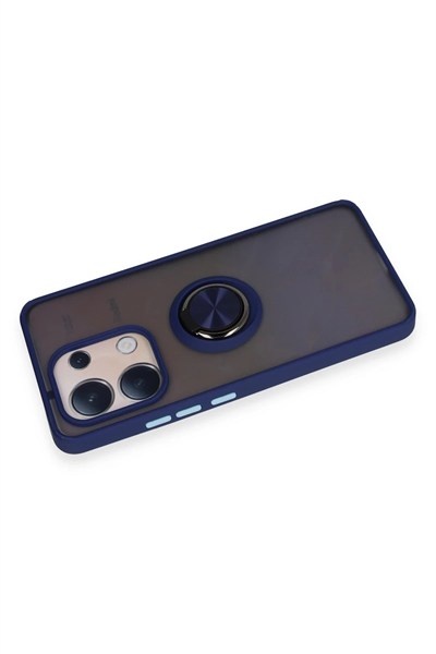 Mey İthalat®   Redmi Note 13 4G Kılıf Montreal Yüzüklü Silikon Kapak - Lacivert