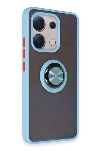 Mey İthalat®   Redmi Note 13 4G Kılıf Montreal Yüzüklü Silikon Kapak - Buz Mavi