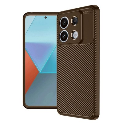 Mey İthalat®   Redmi Note 13 Pro 4G Kılıf Auto Focus Karbon Kapak - Kahverengi