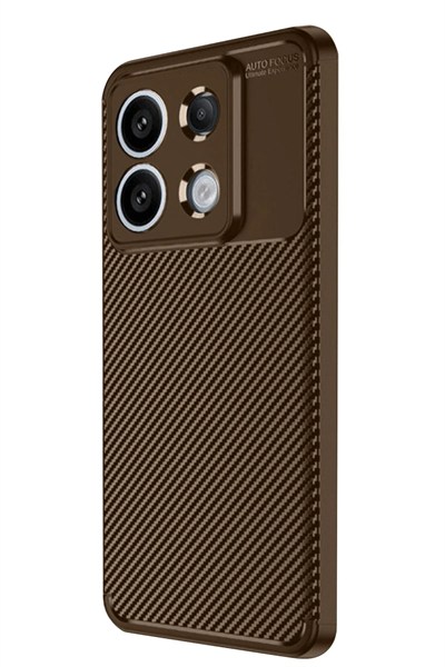 Mey İthalat®   Redmi Note 13 Pro 4G Kılıf Auto Focus Karbon Kapak - Kahverengi