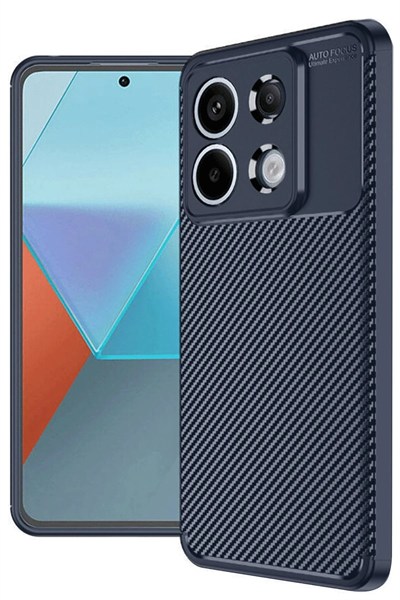 Mey İthalat®   Redmi Note 13 Pro 4G Kılıf Auto Focus Karbon Kapak - Lacivert