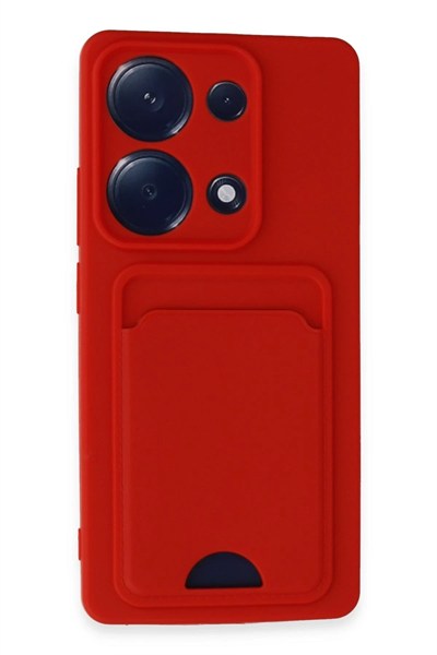 Mey İthalat®   Redmi Note 13 Pro 4G Kılıf Kelvin Kartvizitli Silikon - Kırmızı